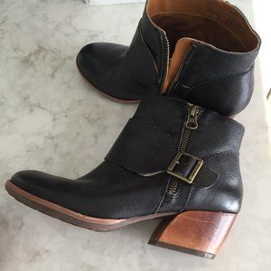 black leather booties by Kork Ease
